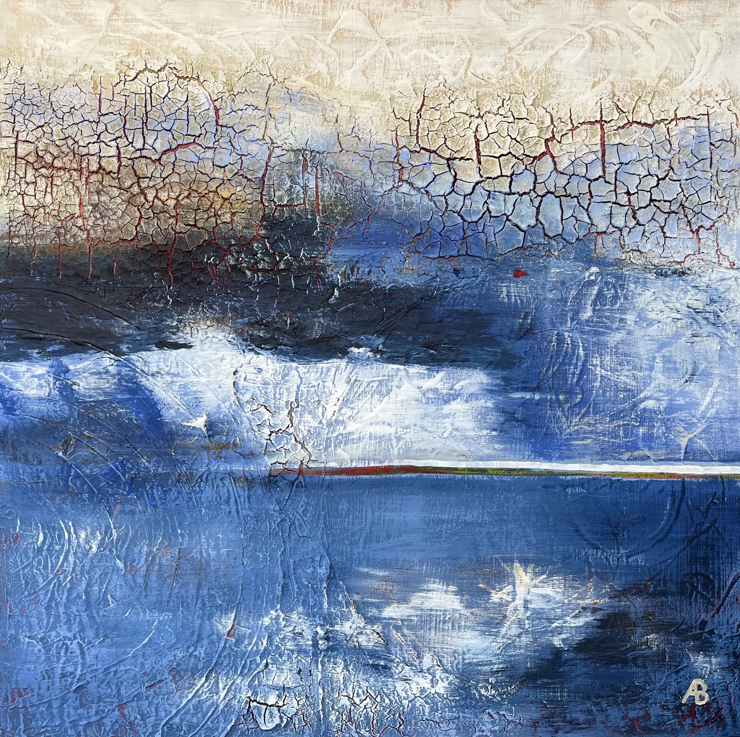 Eismeer, Acryl & Marmormehl & Strukturpaste auf Leinwand, Oktober 2024, 60 x 60 cm