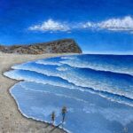 Beach to dream of, Unikat, Acryl & Strukturpaste & Sand auf Leinwand, Februar 2025, 80 x 80 x 3,5 cm