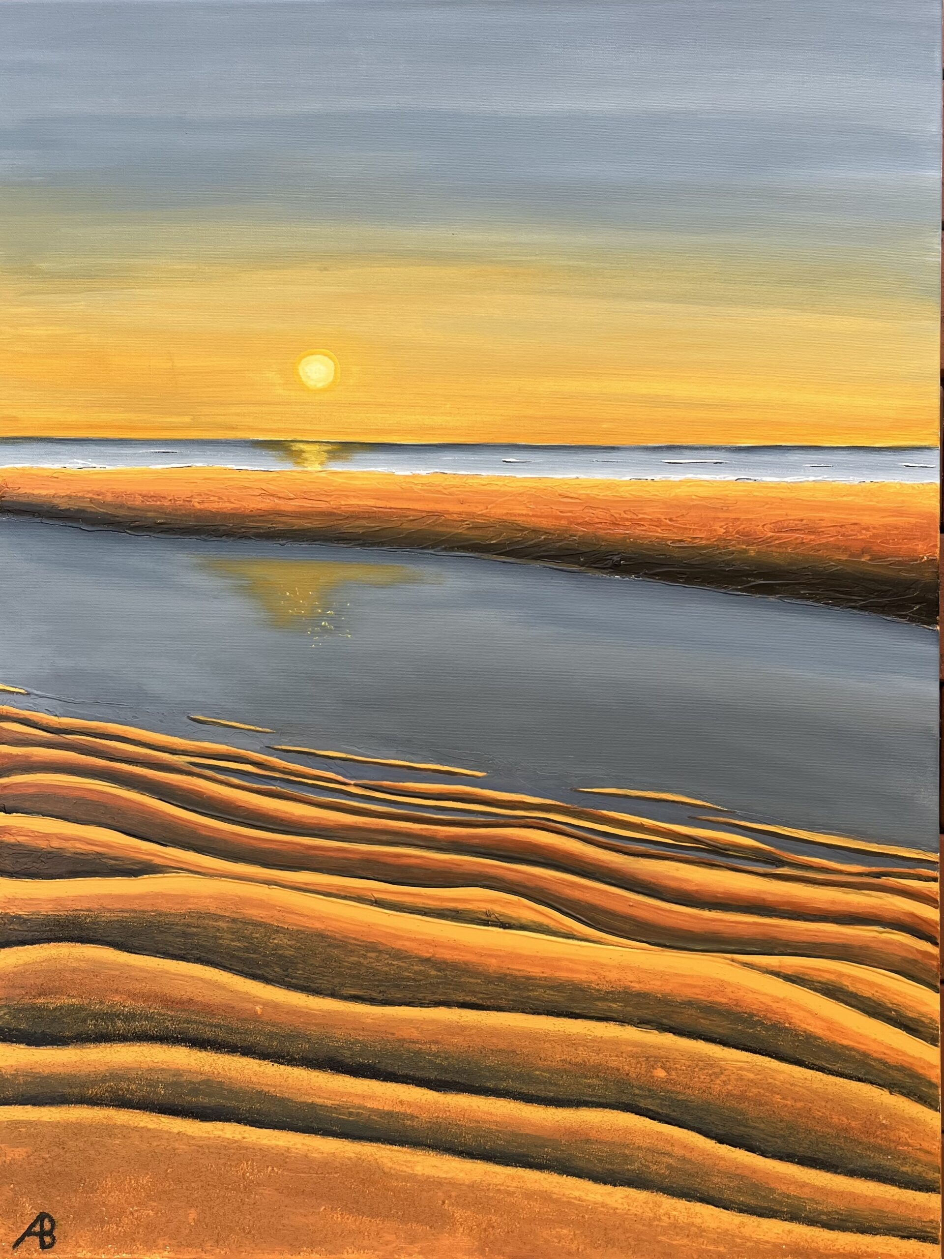 At the end of the day, Acryl & Strukturpaste & Sand auf Leinwand, Juni 2025, 60 x 80 x 3,8 cm