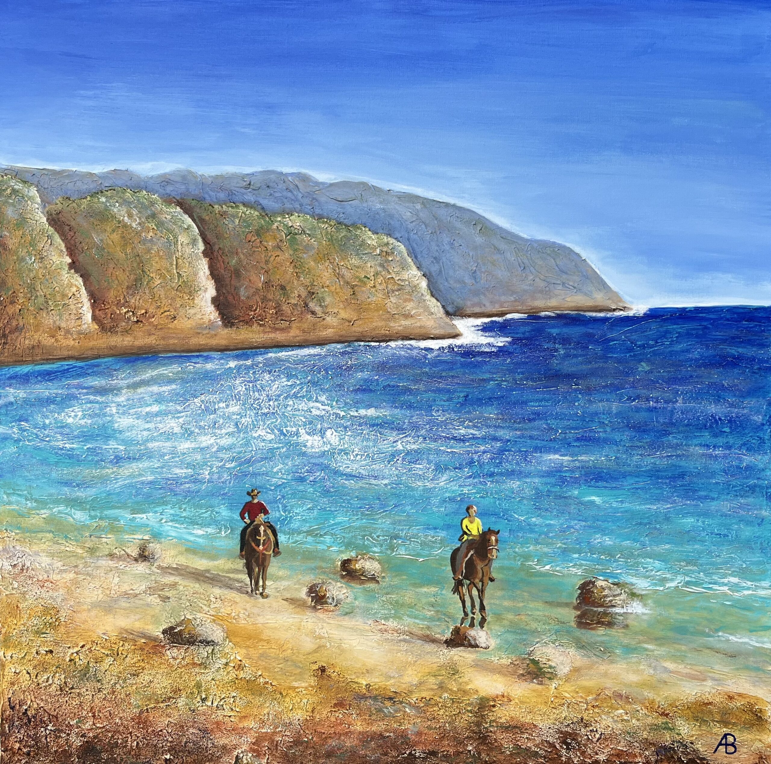 Santa Barbara Moments, Unikat, Acryl & Strukturpaste & Sand auf Leinwand, Juli 2025, 80 x 80 x 3,5 cm