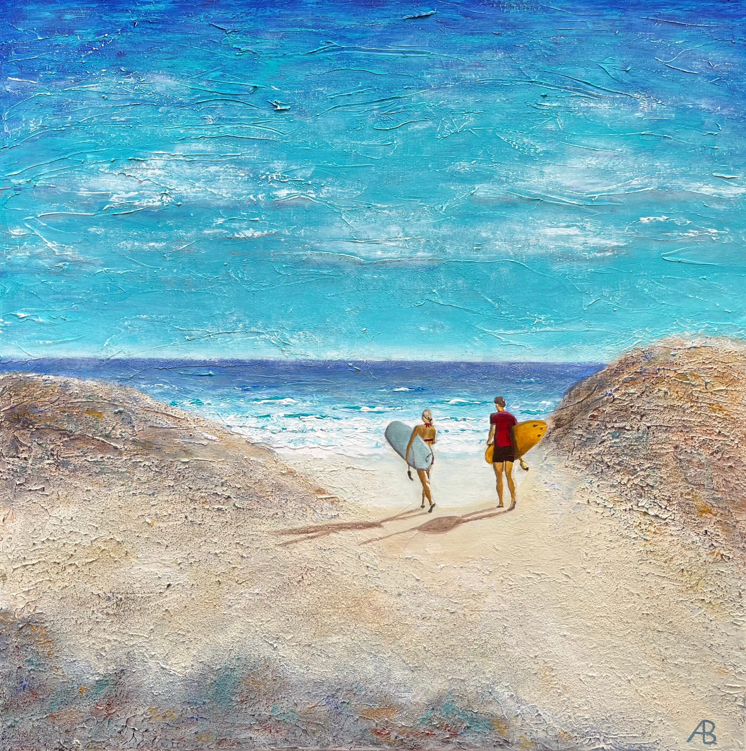 Good to be, Acryl & Strukturpaste & Sand auf Leinwand, Juli 2025, 80 x 80 x 3,5 cm