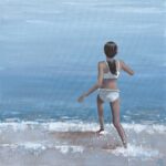 Antonia at the Plage de Carnac, Unikat, Acryl auf Leinwand, August 2025, 60 x 60 cm