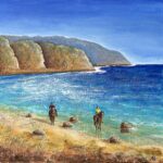 Santa Barbara Moments, Acryl & Strukturpaste & Sand auf Leinwand, Juli 2025, 80 x 80 x 3,5 cm