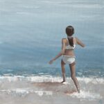 Antonia at the Plage de Carnac, Acryl auf Leinwand, August 2025, 60 x 60 cm