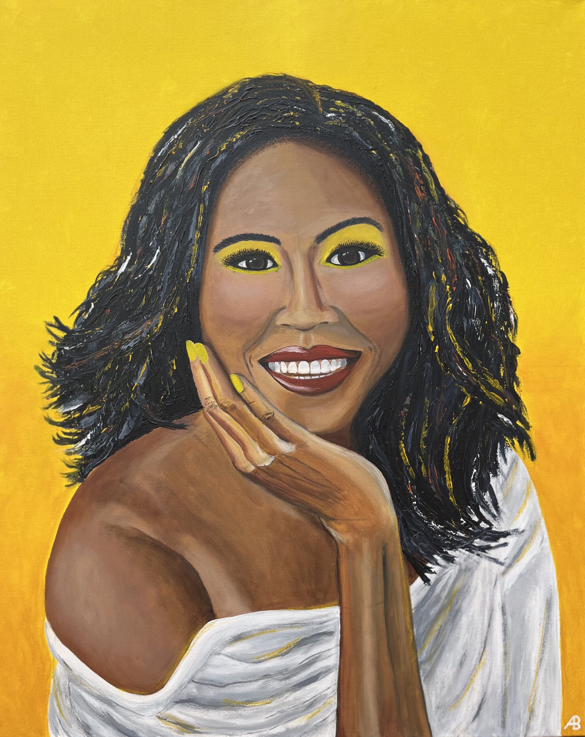 "Own the Light" Die meisten Porträts zeigen ein Gesicht. Dieses hier zeigt eine Haltung. Acryl auf Leinwand, Mai 2026, 80 x 100 x 3,5 cm