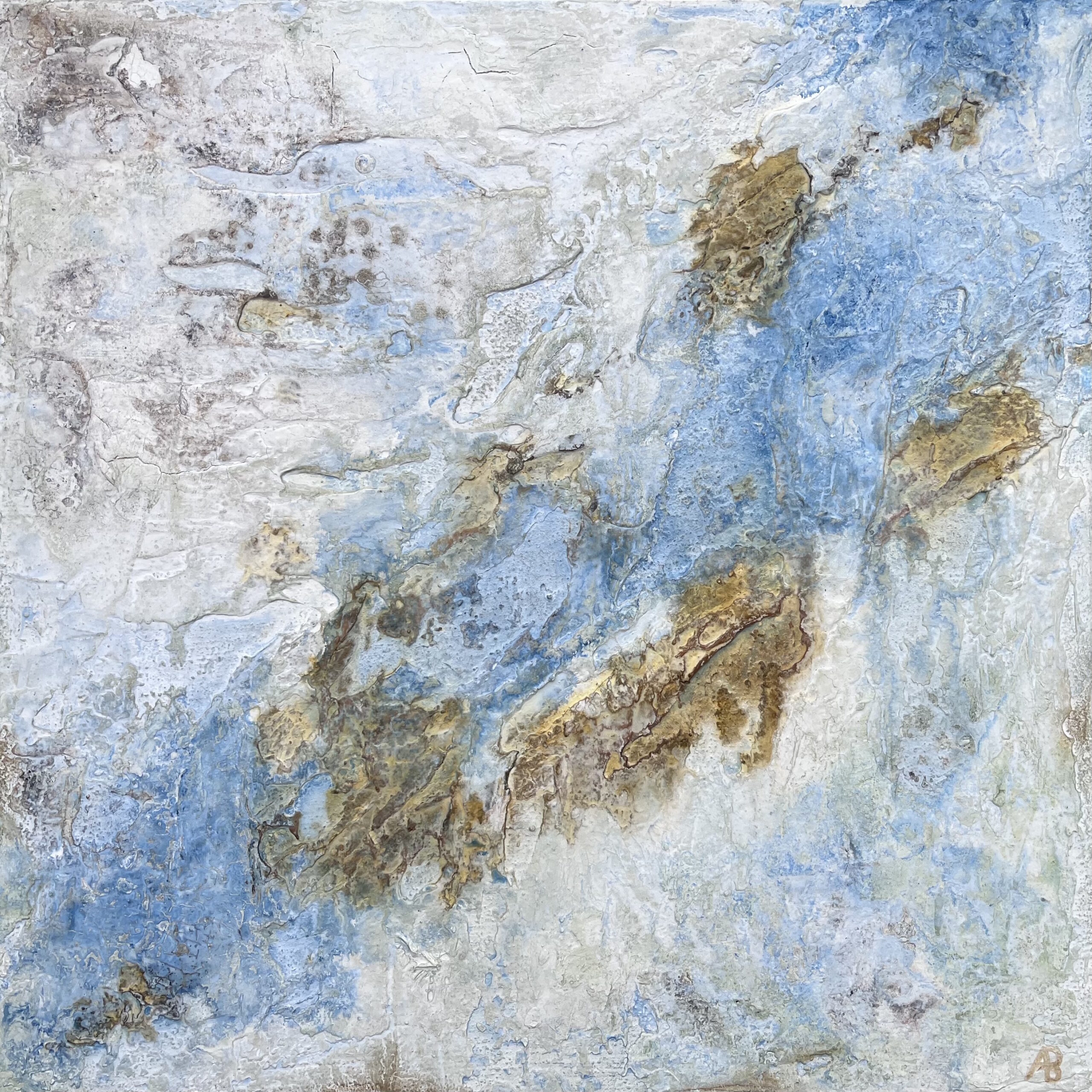Archipel, Acryl-Pigmente & Marmormehl & Sumpfkalk & Haftputzgips & Pockholz-Beize & Hermatid-Sand & Mohnöl & Bootslack auf Dibond-Platte, Mai 2026, 60 x 60 cm