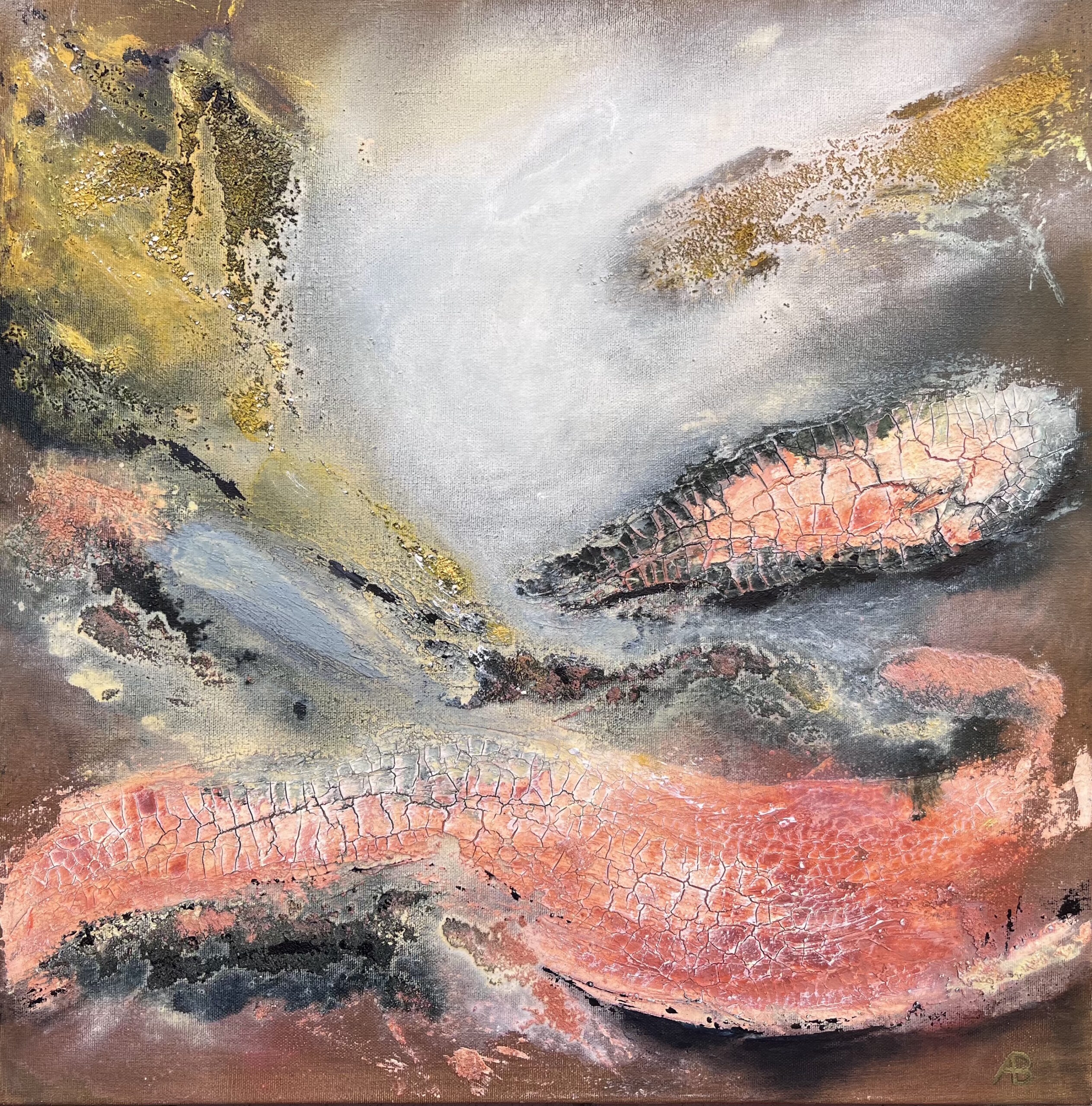 Lichtsediment, aus der Serie „Lichtspuren“, Acryl & Marmormehl & Sand & Gesso & Ink/Tinte auf Leinwand, Juli 2026 , 50 x 50 x 3,5cm